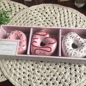 Cupcakes and Cashmere Ceramic SPRINKLE Heart Shaped DONUTS Decor